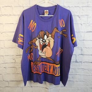Vintage 1999 Looney Tunes Taz Absolutely Not Purple T-Shirt Womens 18W/20W Plus
